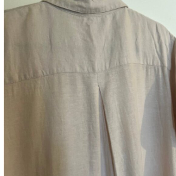 Linen Blend Button-Down Shirt Dress - Size L - Picture 5 of 7